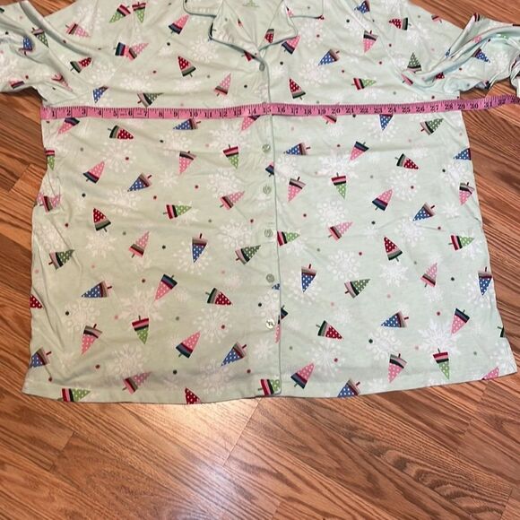 Serenada Sleepwear Knit Christmas Trees Pajama Top, sleep shirt, like new! 3X - Picture 4 of 7